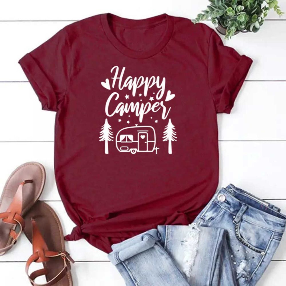 Happy Camper š²Ā Camping Hiking Outdoors Soft GraphicāTeeāShirt - Picture 6 of 11